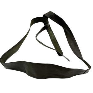 Leather Wrap Obi Belt One Size OS Tie Dark Green Minimalist Lagenlook